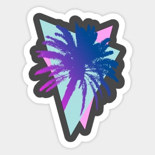 Faded Blue Glow Retrowave Palm Tree Sticker